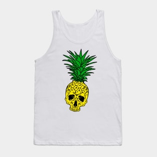 tropical pineapple skull in black Tank Top